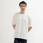 Men's Snow White Round Neck Casual T-Shirt, White, small