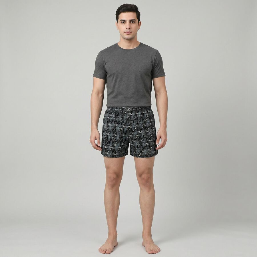 Men's Black Regular Fit Solid Boxers, काला, large