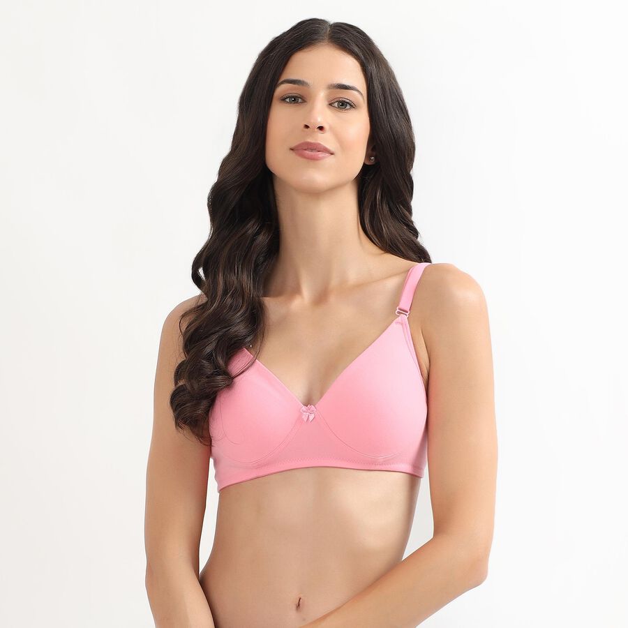 Women's Soft Pink Cotton Wire-Free Everyday Bra, Pink, large image number null