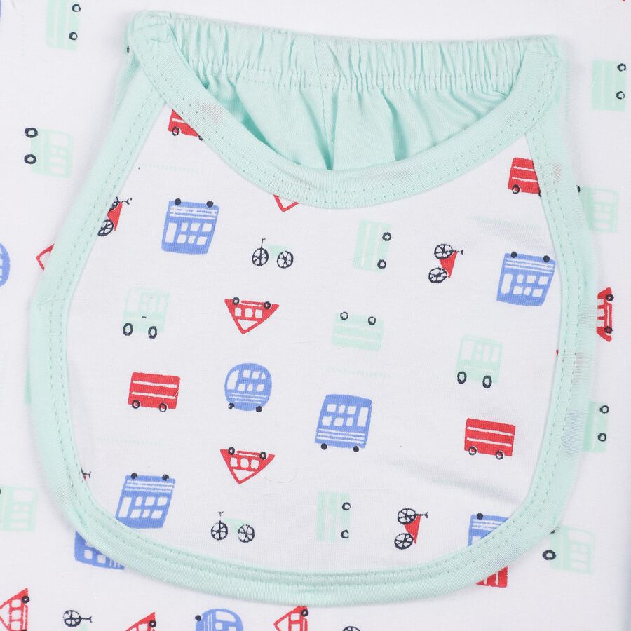 Infants' Cotton Gift Set 5 Pc&nbsp;Gift&nbsp;Set&nbsp;(Top, Shorts, Sheet, Cap, Bib), Light Green, large image number null