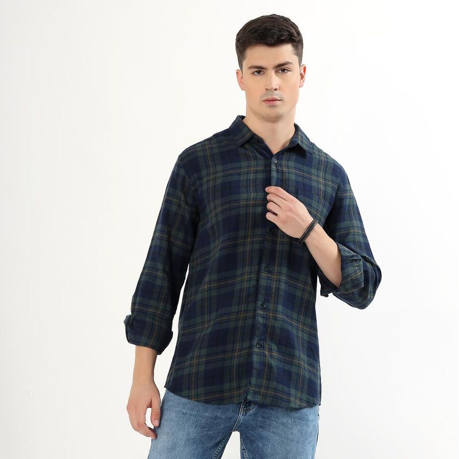 Men's Muted Olive Green Button Down Casual Shirt, ओलिव, large image number null