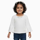 Girls Snow White Round Neck Casual T-Shirt, White, small image number null