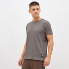 Men's Dark Grey Round Neck Athleisure T-Shirt, Dark Grey, small