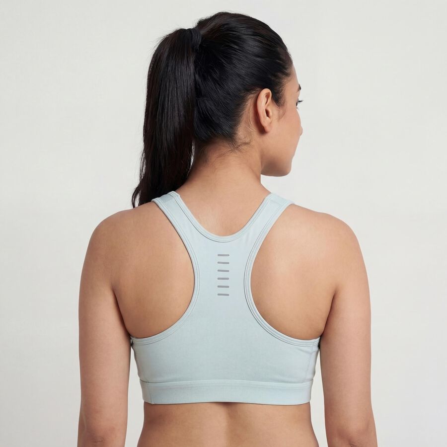 Women's Light Green Round Neck Seamless Racerback Sports Bra, Light Green, large