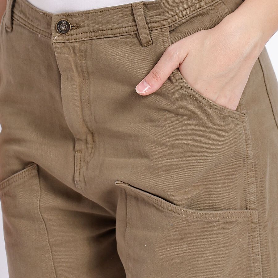 Ladies' 100% Cotton Trousers, Olive, large image number null