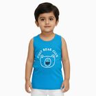 Infants Bright Blue Cotton Round Neck Casual Vest, मध्यम नीला, small image number null