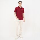Men's Rich Maroon Cotton Polo Neck Classic T-Shirt, मरून, small