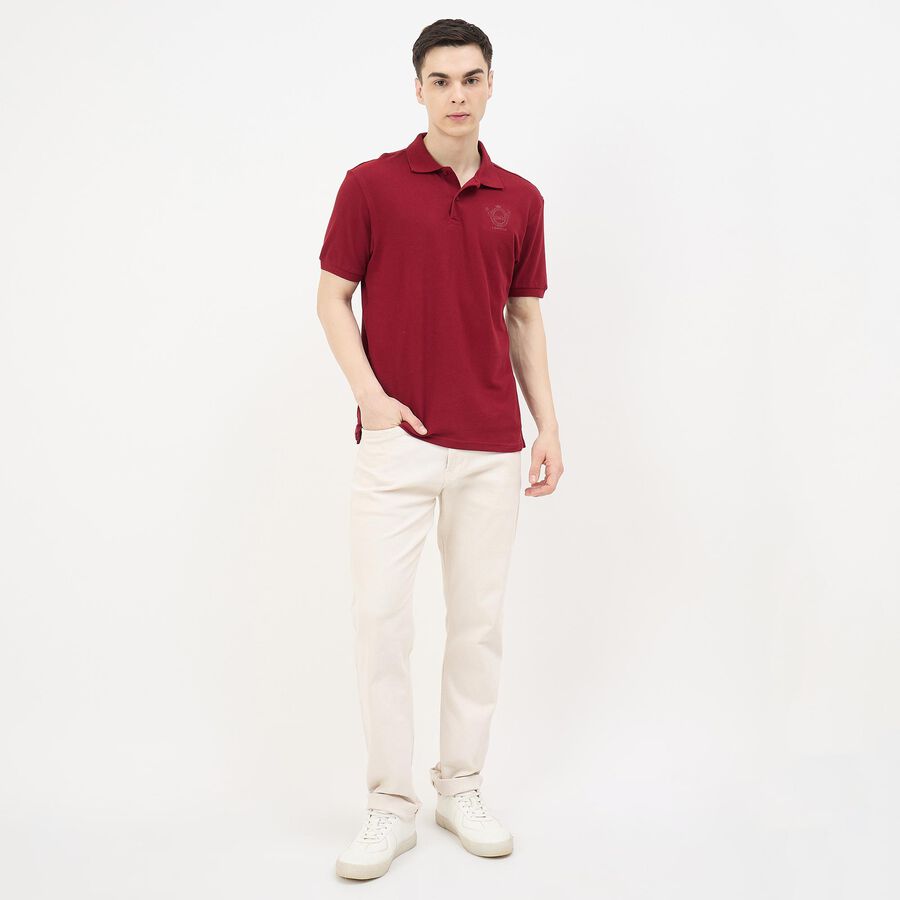 Men's Rich Maroon Cotton Polo Neck Classic T-Shirt, मरून, large