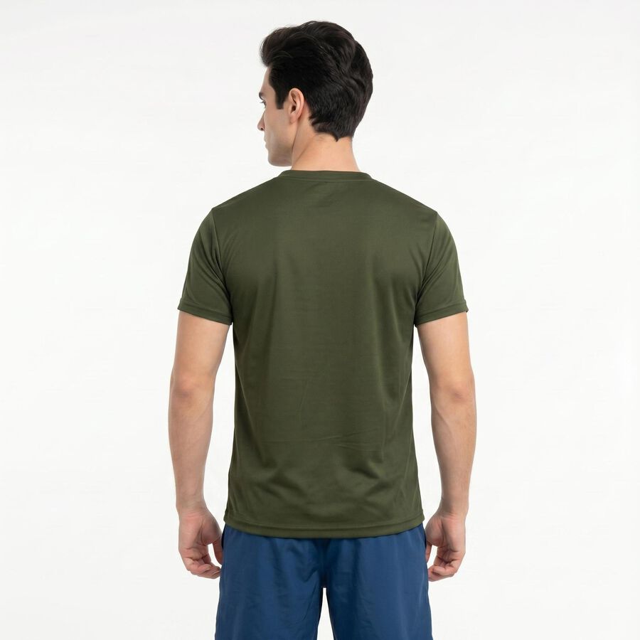 Men's Olive Green Round Neck Regular Drifit T-Shirt, ओलिव, large