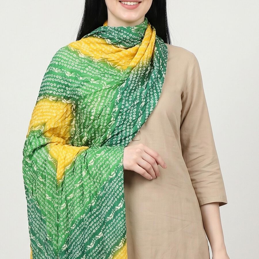 Women's Green Bandhani Printed Dupatta, गहरा हरा, large