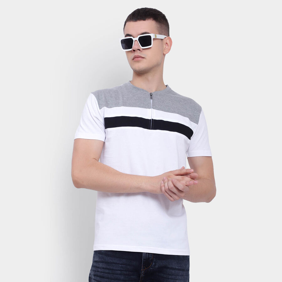 Stripes Henley T-Shirt, White, large image number null