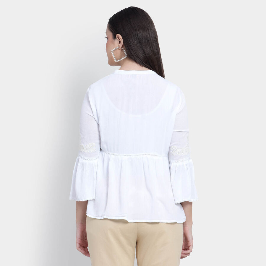 Embellished 3/4th Sleeves Shirt, White, large image number null