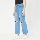 Women's Muted Denim Blue Slim Fit Jeans, Light Blue, small