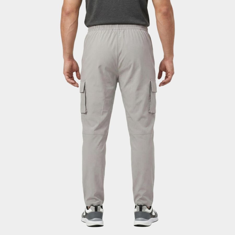 Men's Grey Regular Fit Cargo Track Pants, हल्का ग्रे, large