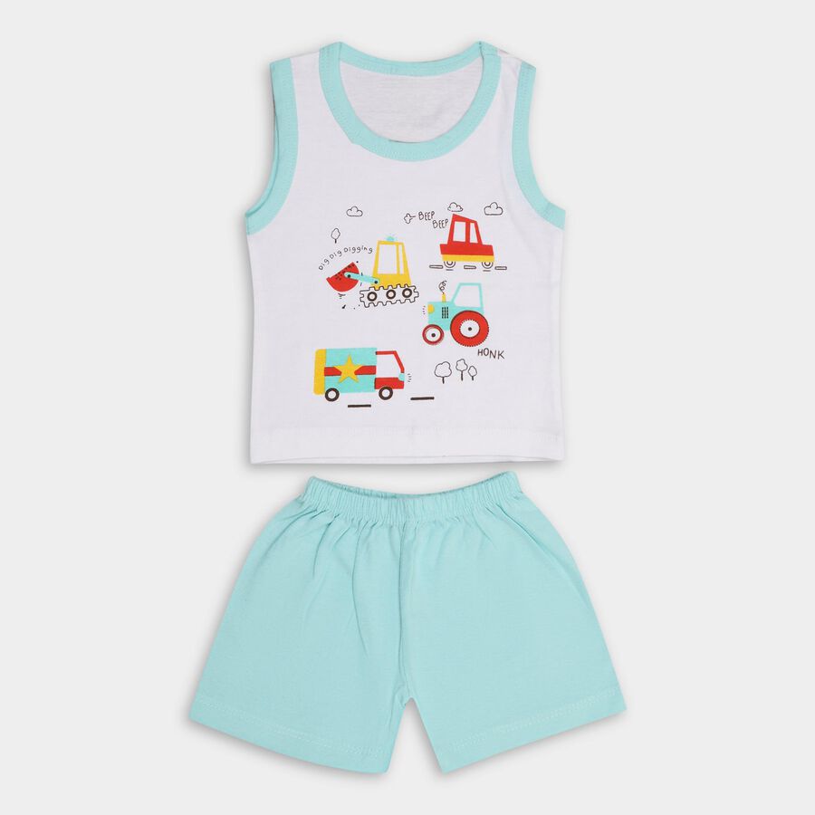 Infant Boys' 100% Cotton Baba Suit, एक्वा, large image number null