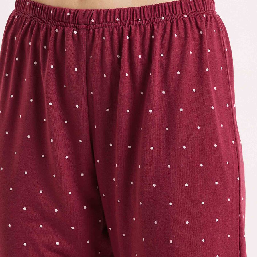 Printed Night Suit, Maroon, large image number null