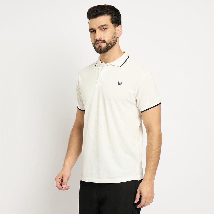 Men's Collared Half Sleeves T-Shirt , White, large image number null