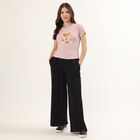 Women's Black Slim Fit Cuffed Track Pants, Black, small