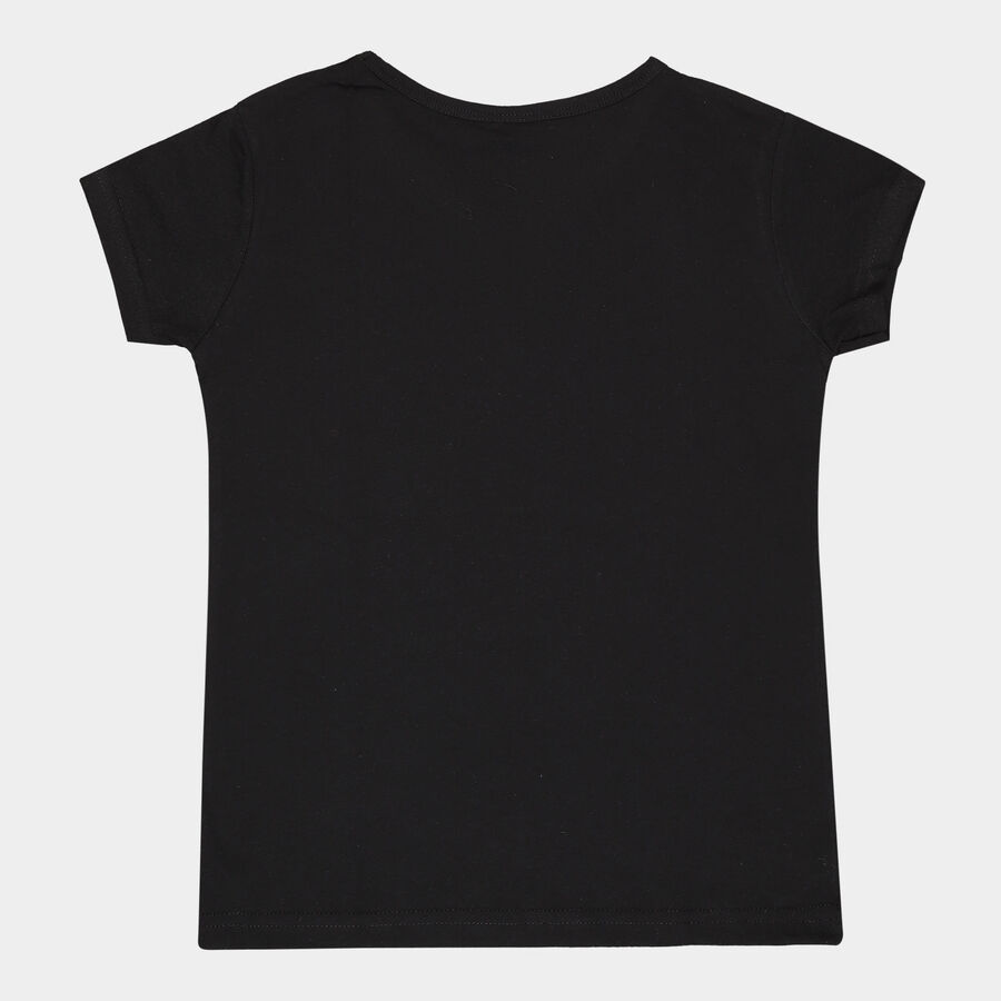 Girls Cotton T-Shirt, Black, large image number null