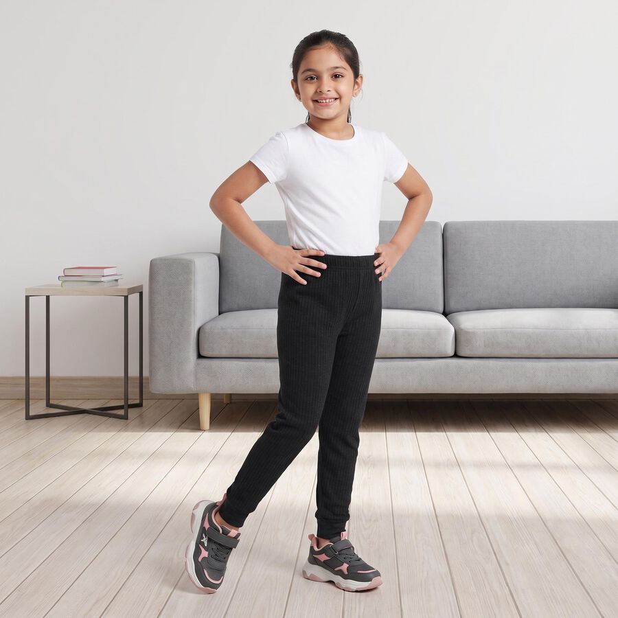 Girls Charcoal Long Johns Thermal, चारकोल, large