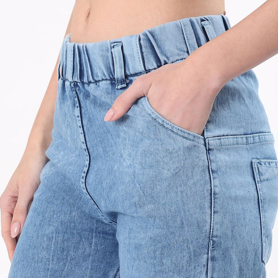 Women's Light Blue Wide Leg High Waist Jeans, Mid Blue, large