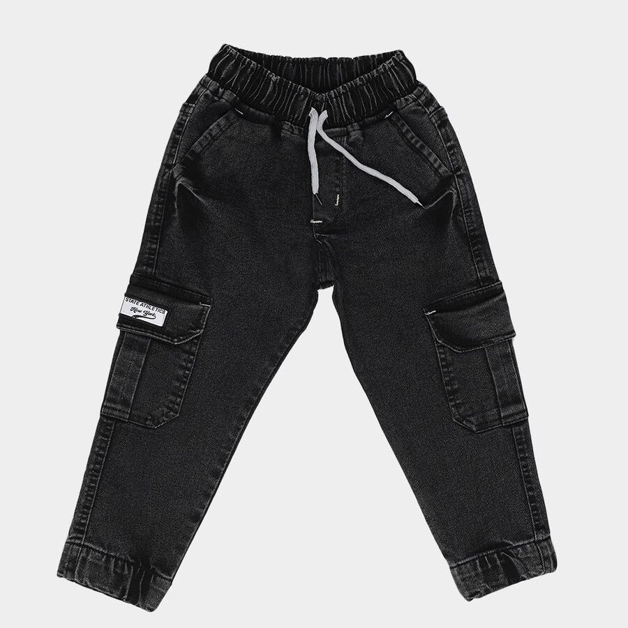 Boys' Washed Black Relaxed Fit Cargo Jogger Jeans, Black, large