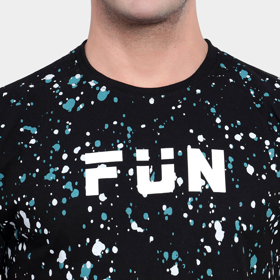 Cotton Round Neck T-Shirt, Black, large image number null