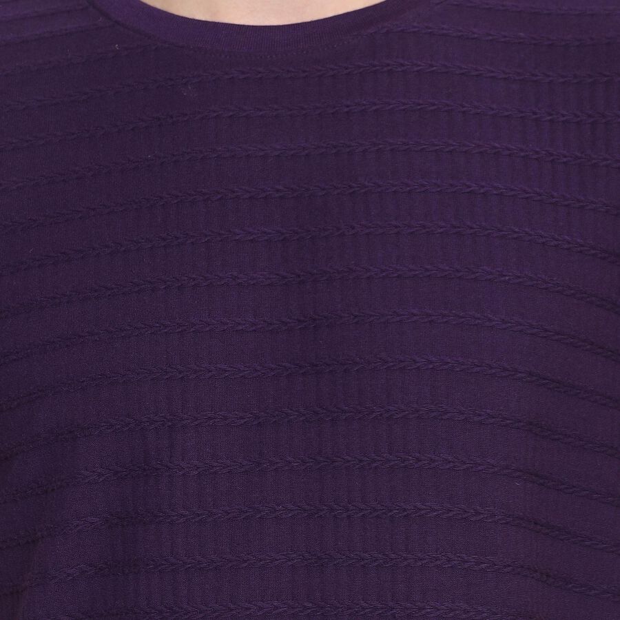 Men's Round Neck Half Sleeves T-Shirt , Purple, large image number null