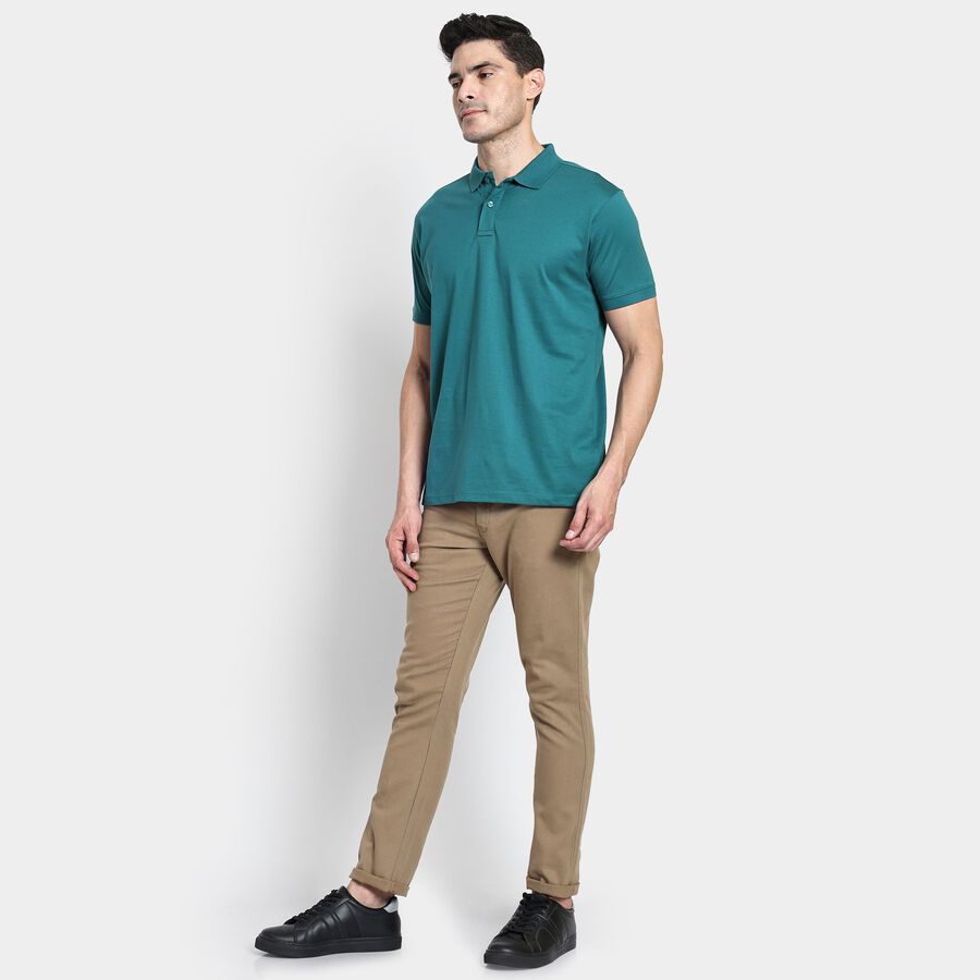 Men's 100% Cotton Collared Half Sleeves T-Shirt, गहरा हरा, large image number null