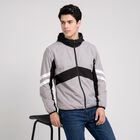 Men's Grey Hooded Windbreaker Jacket, हल्का ग्रे, small