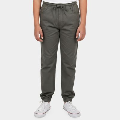 Boys' Dark Grey Regular Fit Solid Jogger Trousers