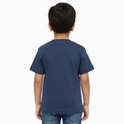 Boys Muted Midnight Blue Crew Neck Casual Half Sleeve T-Shirt, मध्यम नीला, small