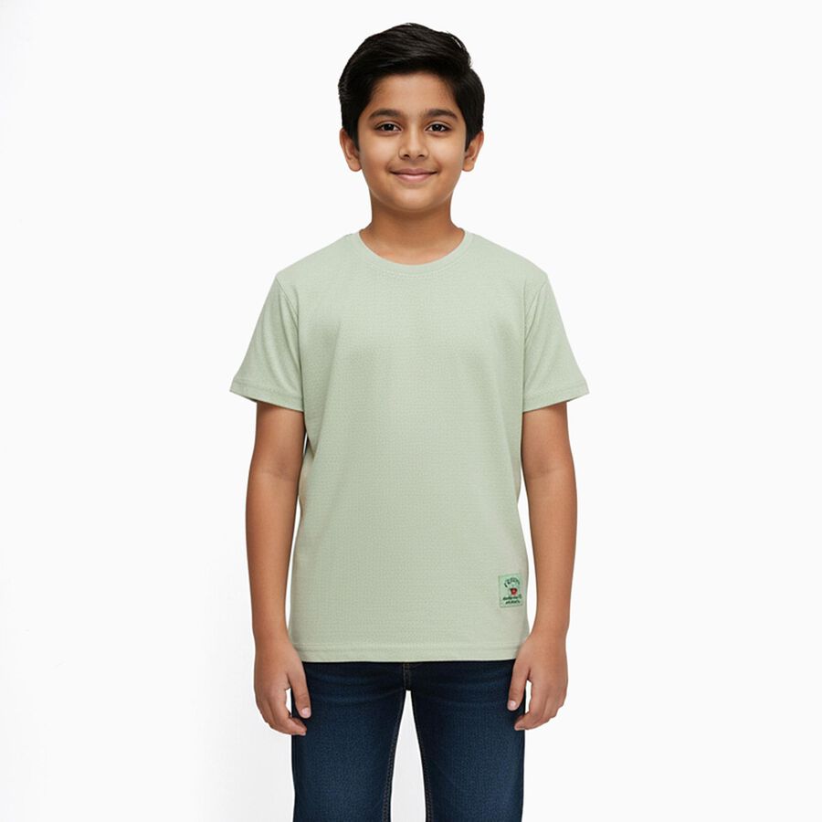 Boys' 100% Cotton Half Sleeves T-Shirt, हल्का हरा, large image number null