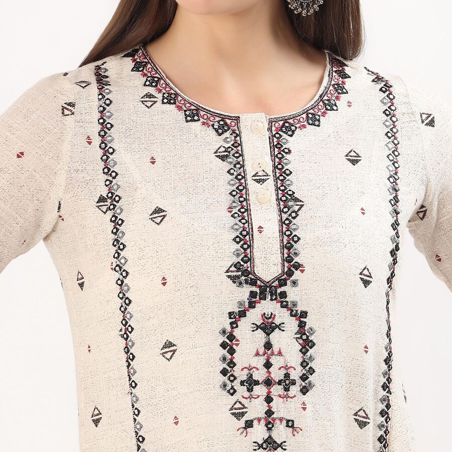 Women's Black Cotton Round Neck Solid Kurta, Black, large