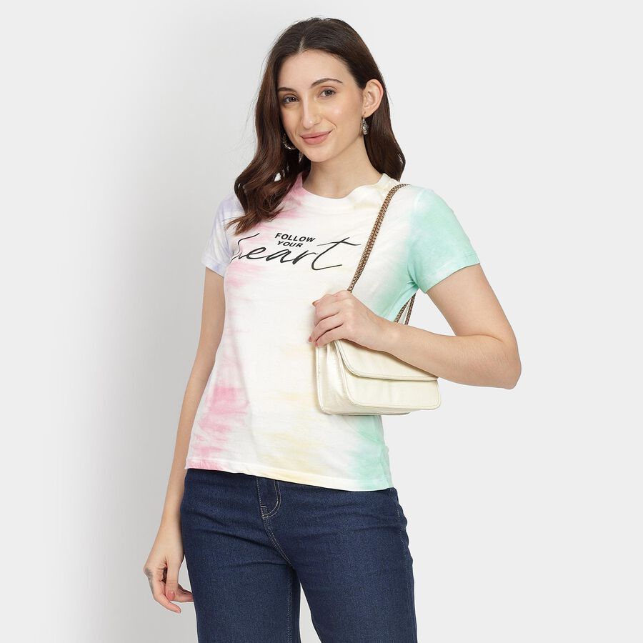Ladies' Cotton Round Neck T-Shirt, Pink, large image number null