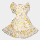 Girls' Bright Yellow Ruffle Sleeve Bohemian Dress, पीला, small image number null