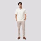 Men's Cream Polo Neck Solid Polo T-Shirt, ऑफ व्हाइट, small