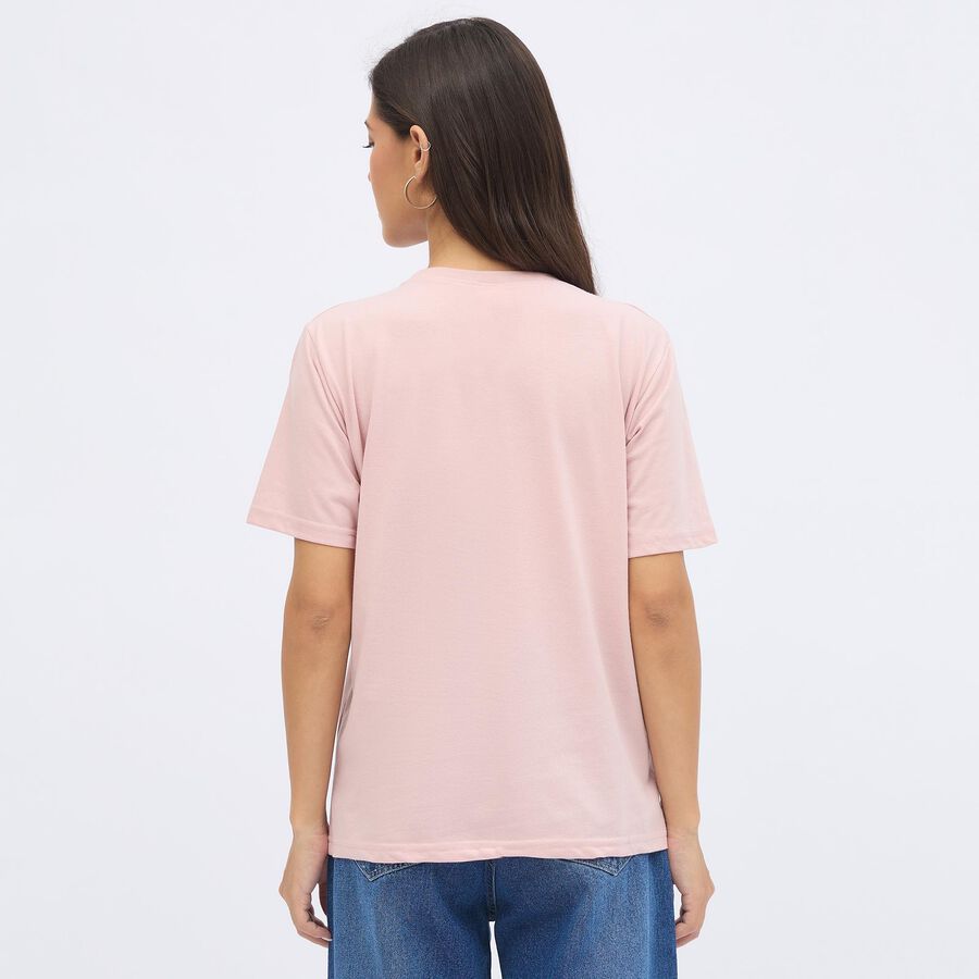 Women's Soft Pink Round Neck Casual T-Shirt, Lilac, large image number null