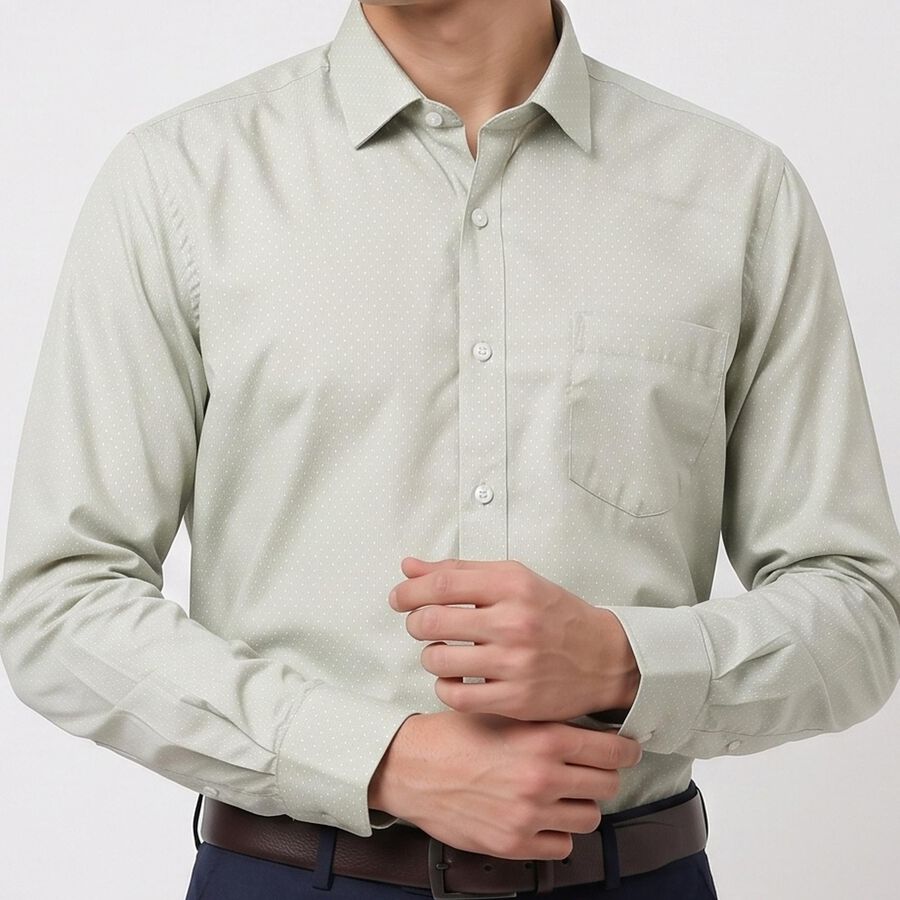 Men's Mint Green Regular Fit Formal Shirt, Light Green, large