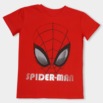 Boys Bright Cherry Red Cotton Round Neck Half Sleeve T-Shirt
