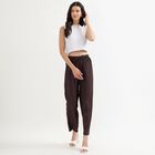 Women's Deep Chocolate Brown Balloon Fit Solid Harem Pants, Brown, small image number null