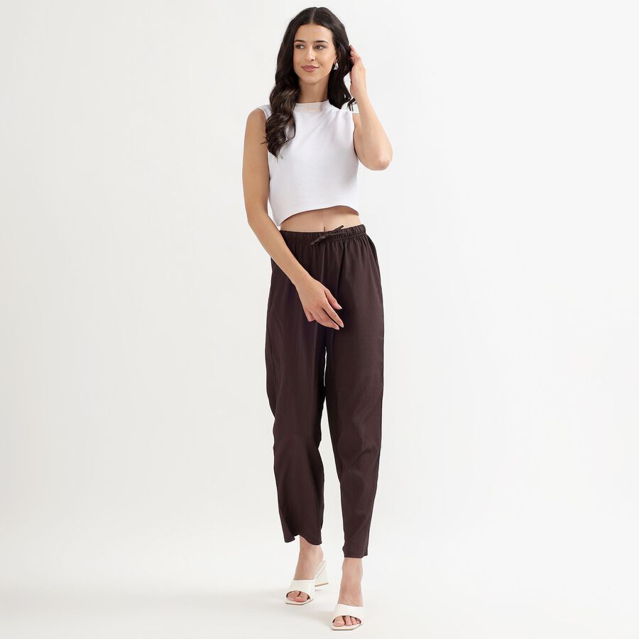 Women's Deep Chocolate Brown Balloon Fit Solid Harem Pants, Brown, large image number null