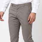 Men's Grey Slim Fit Chino Trousers, हल्का ग्रे, small