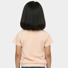 Girls' Peach Cotton Round Neck Casual T-Shirt, पीच, small
