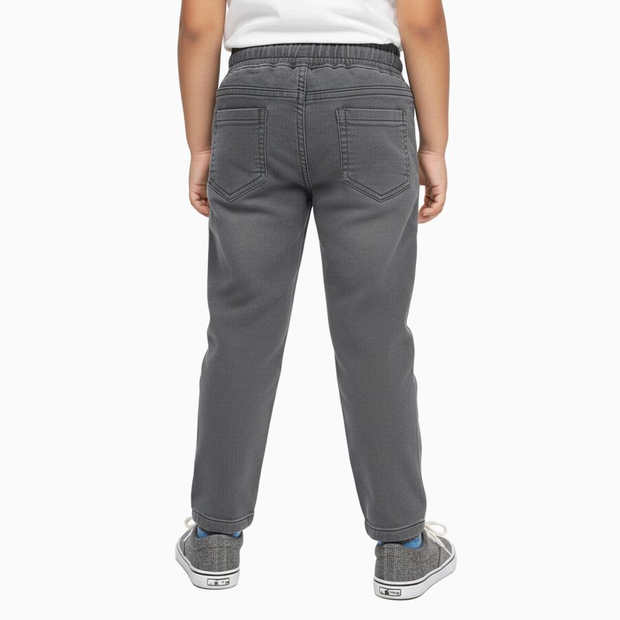 Boys' Muted Charcoal Grey Regular Fit Elastic Waist Jeans, हल्का ग्रे, large image number null