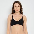 Ladies' 100% Cotton Bra, Black, small image number null