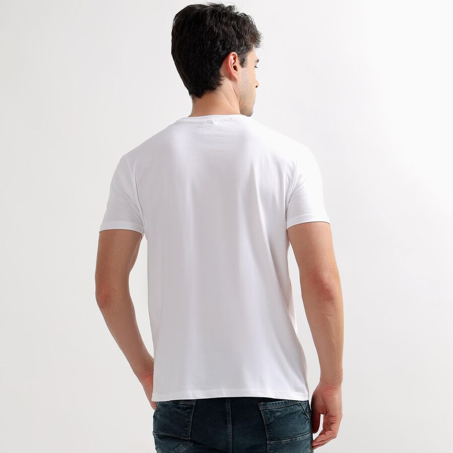 Men's 100% Cotton Round Neck Half Sleeves T-Shirt, सफ़ेद, large image number null