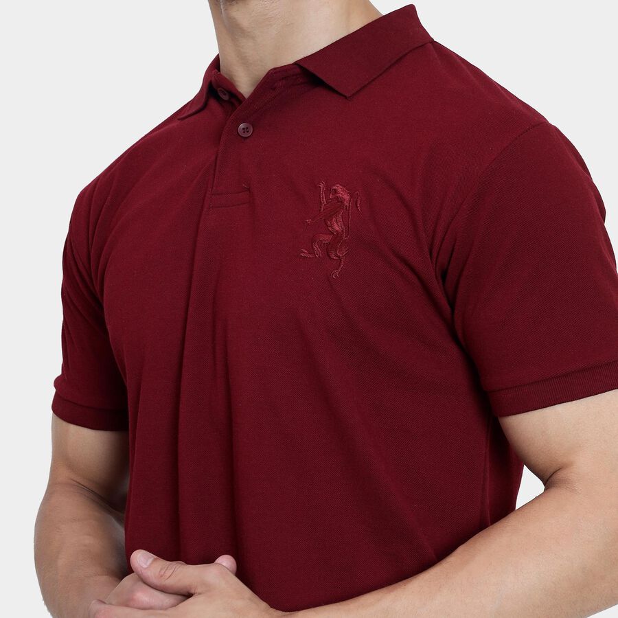 Men's Collared Half Sleeves T-Shirt , वाइन, large image number null