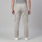 Men's Silver Slim Fit Casual Trousers, Silver, small