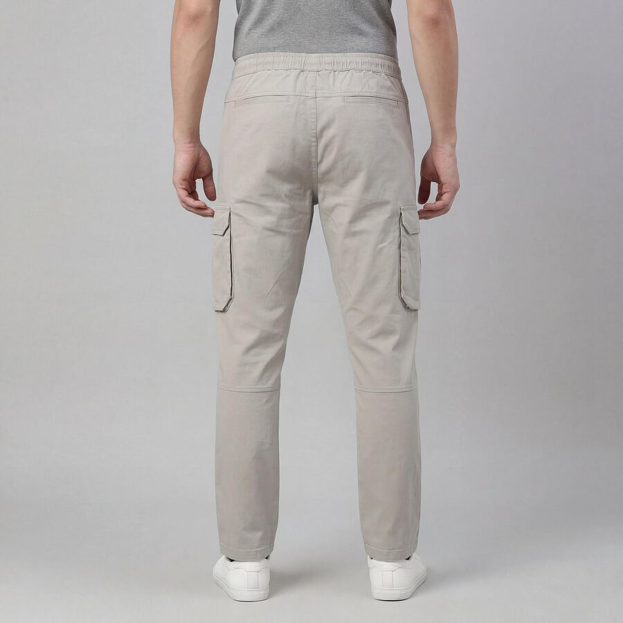 Men's Silver Slim Fit Casual Trousers, Silver, large